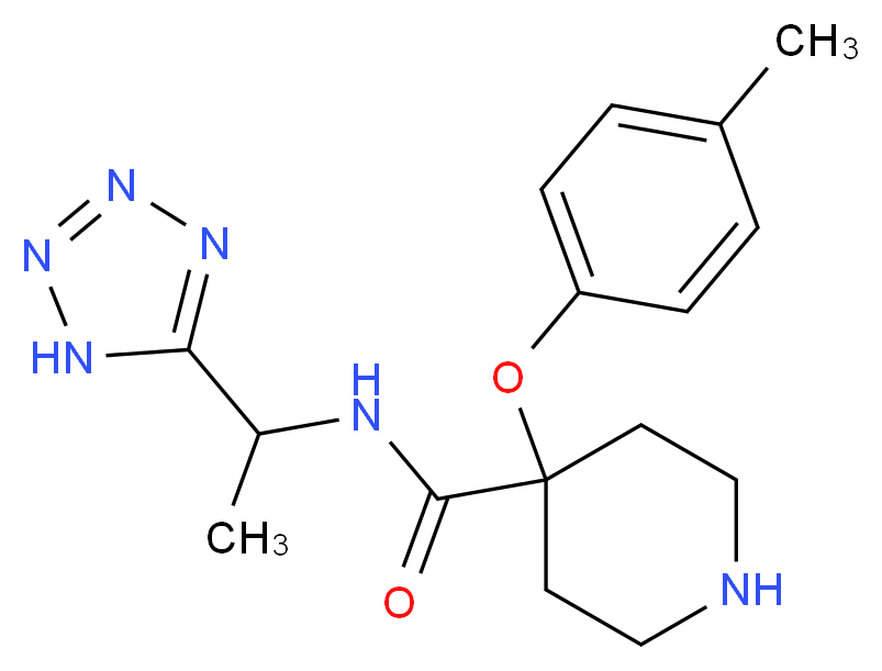 4-(4-methylphenoxy)-N-[1-(1H-tetrazol-5-yl)ethyl]piperidine-4-carboxamide_分子结构_CAS_)