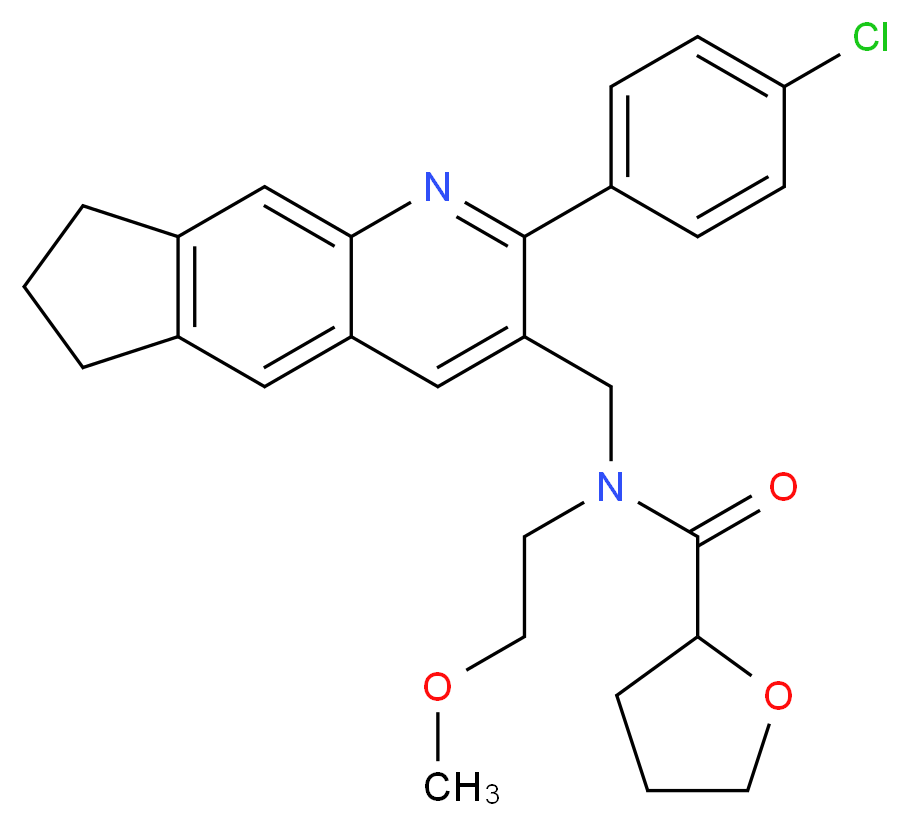 N-{[2-(4-chlorophenyl)-7,8-dihydro-6H-cyclopenta[g]quinolin-3-yl]methyl}-N-(2-methoxyethyl)tetrahydro-2-furancarboxamide_分子结构_CAS_)