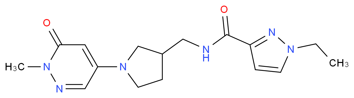 1-ethyl-N-{[1-(1-methyl-6-oxo-1,6-dihydro-4-pyridazinyl)-3-pyrrolidinyl]methyl}-1H-pyrazole-3-carboxamide_分子结构_CAS_)