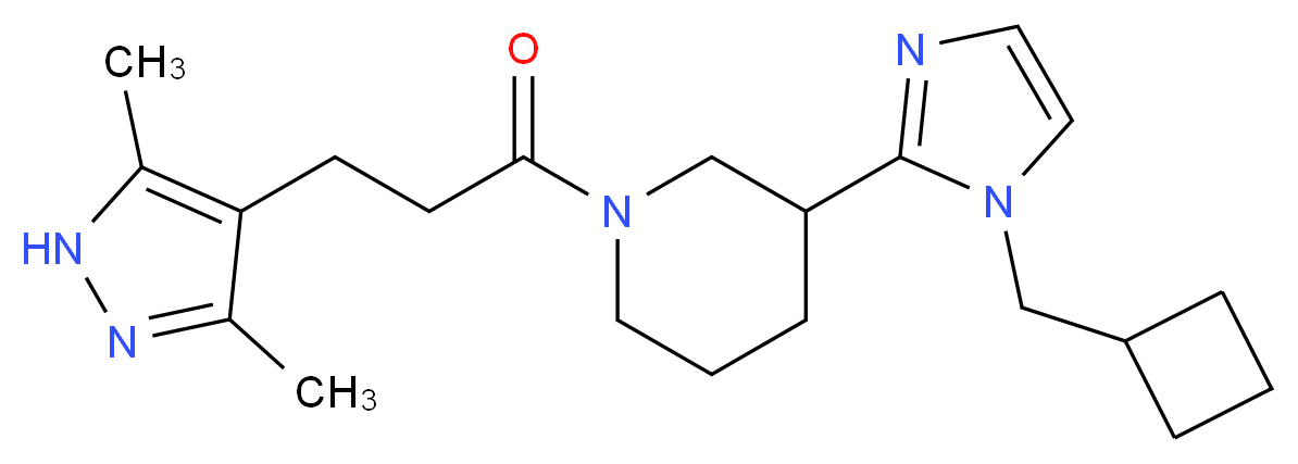 3-[1-(cyclobutylmethyl)-1H-imidazol-2-yl]-1-[3-(3,5-dimethyl-1H-pyrazol-4-yl)propanoyl]piperidine_分子结构_CAS_)
