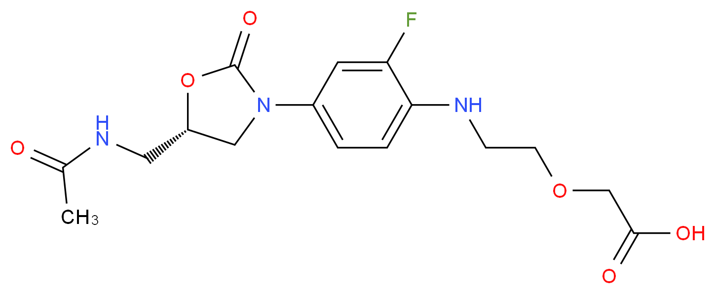 2-[2-({4-[(5S)-5-(acetamidomethyl)-2-oxo-1,3-oxazolidin-3-yl]-2-fluorophenyl}amino)ethoxy]acetic acid_分子结构_CAS_368891-69-4