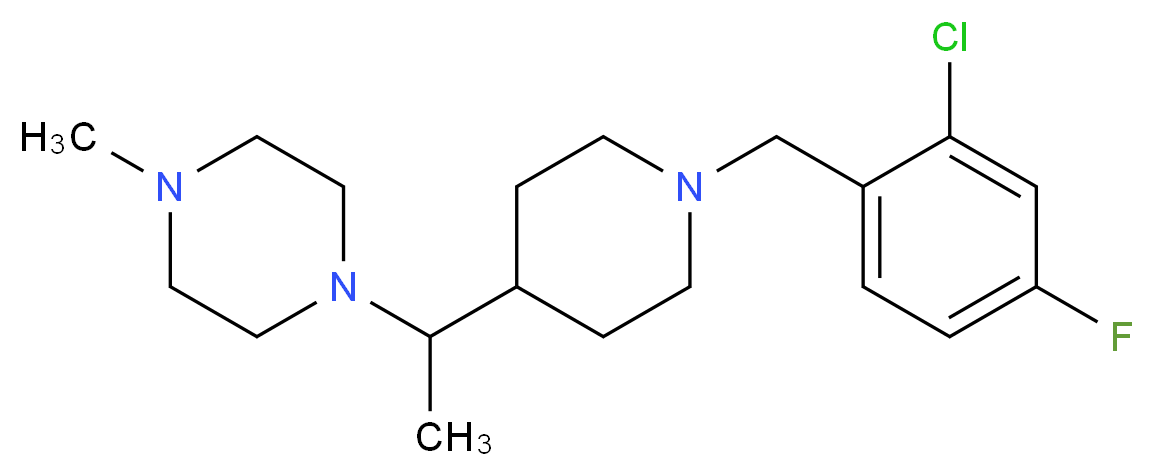 1-{1-[1-(2-chloro-4-fluorobenzyl)-4-piperidinyl]ethyl}-4-methylpiperazine_分子结构_CAS_)