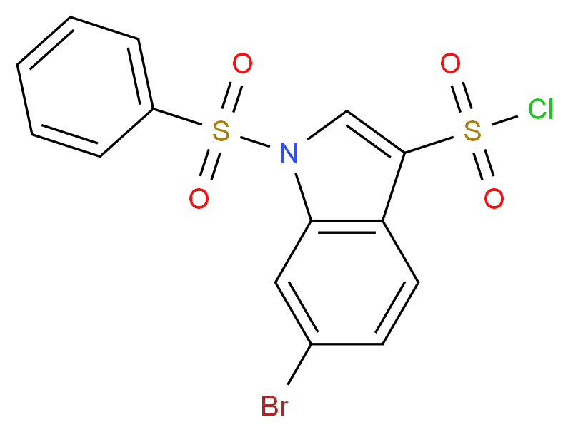 6-Bromo-1-phenylsulfonyl-3-chlorosulfonylindol_分子结构_CAS_881406-31-1)
