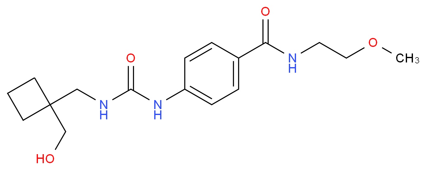 4-{[({[1-(hydroxymethyl)cyclobutyl]methyl}amino)carbonyl]amino}-N-(2-methoxyethyl)benzamide_分子结构_CAS_)