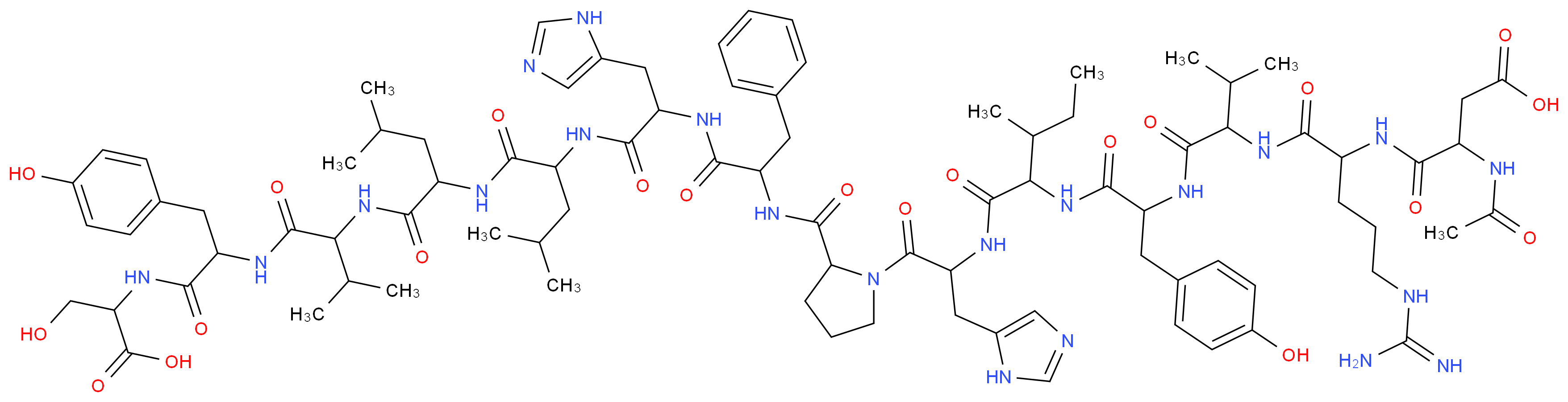 3-({4-carbamimidamido-1-[(1-{[1-({1-[(1-{2-[(1-{[1-({1-[(1-{[1-({1-[(1-carboxy-2-hydroxyethyl)carbamoyl]-2-(4-hydroxyphenyl)ethyl}carbamoyl)-2-methylpropyl]carbamoyl}-3-methylbutyl)carbamoyl]-3-methylbutyl}carbamoyl)-2-(1H-imidazol-5-yl)ethyl]carbamoyl}-2-phenylethyl)carbamoyl]pyrrolidin-1-yl}-3-(1H-imidazol-5-yl)-1-oxopropan-2-yl)carbamoyl]-2-methylbutyl}carbamoyl)-2-(4-hydroxyphenyl)ethyl]carbamoyl}-2-methylpropyl)carbamoyl]butyl}carbamoyl)-3-acetamidopropanoic acid_分子结构_CAS_66641-26-7
