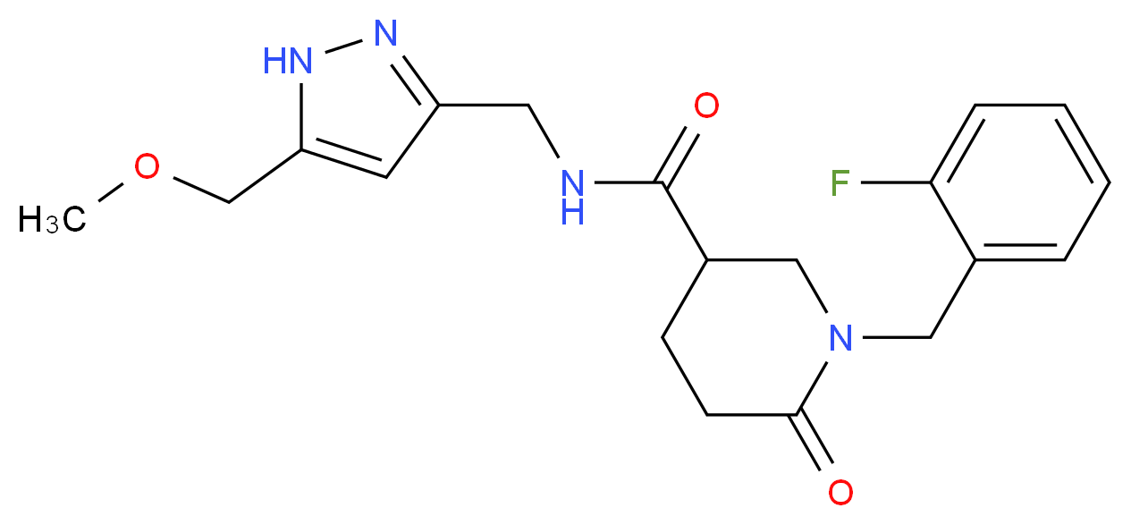 1-(2-fluorobenzyl)-N-{[5-(methoxymethyl)-1H-pyrazol-3-yl]methyl}-6-oxo-3-piperidinecarboxamide_分子结构_CAS_)
