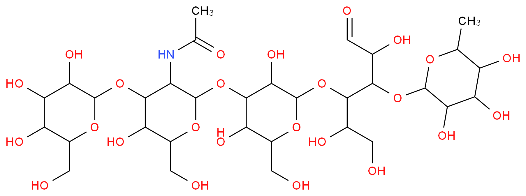 N-(2-{[3,5-dihydroxy-2-(hydroxymethyl)-6-({1,2,5-trihydroxy-6-oxo-4-[(3,4,5-trihydroxy-6-methyloxan-2-yl)oxy]hexan-3-yl}oxy)oxan-4-yl]oxy}-5-hydroxy-6-(hydroxymethyl)-4-{[3,4,5-trihydroxy-6-(hydroxymethyl)oxan-2-yl]oxy}oxan-3-yl)acetamide_分子结构_CAS_60254-64-0