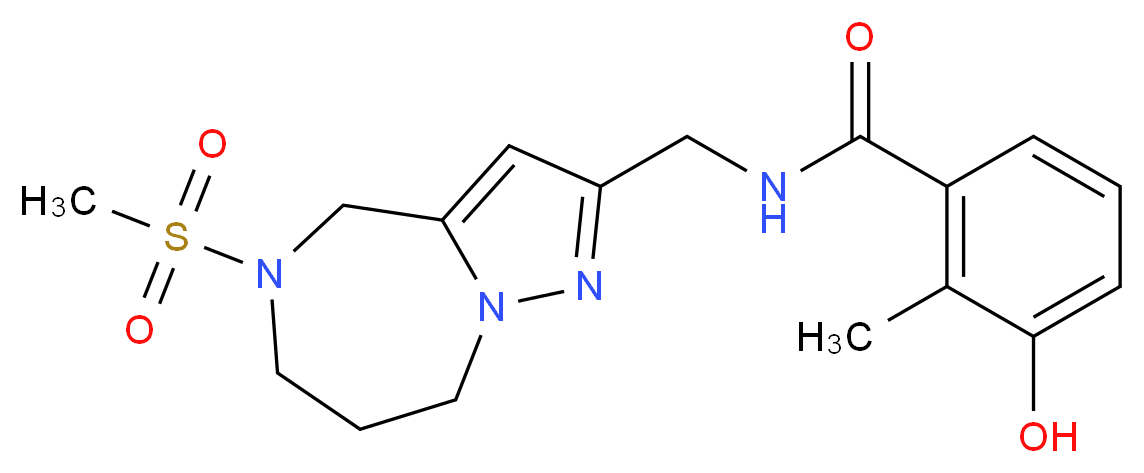 3-hydroxy-2-methyl-N-{[5-(methylsulfonyl)-5,6,7,8-tetrahydro-4H-pyrazolo[1,5-a][1,4]diazepin-2-yl]methyl}benzamide_分子结构_CAS_)