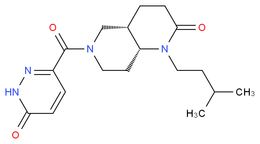 (4aS*,8aR*)-1-(3-methylbutyl)-6-[(6-oxo-1,6-dihydro-3-pyridazinyl)carbonyl]octahydro-1,6-naphthyridin-2(1H)-one_分子结构_CAS_)
