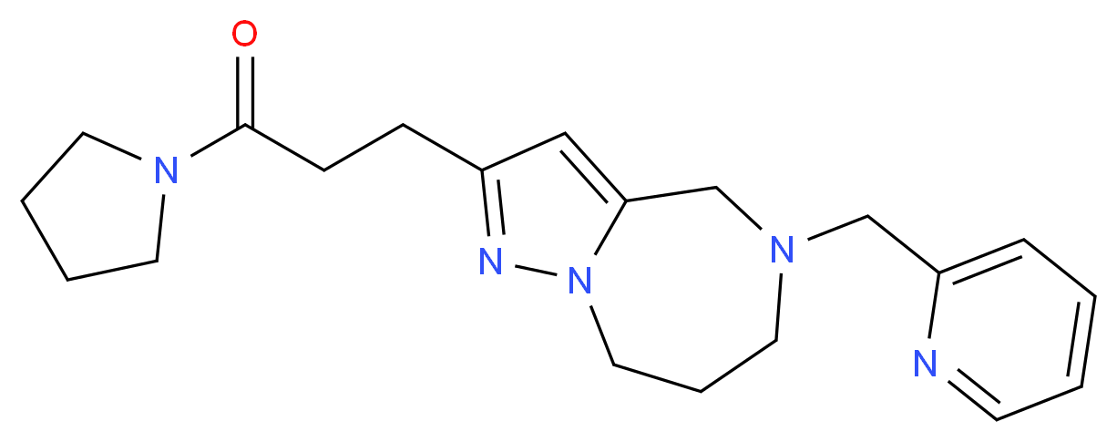 2-[3-oxo-3-(1-pyrrolidinyl)propyl]-5-(2-pyridinylmethyl)-5,6,7,8-tetrahydro-4H-pyrazolo[1,5-a][1,4]diazepine_分子结构_CAS_)