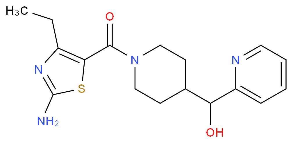 {1-[(2-amino-4-ethyl-1,3-thiazol-5-yl)carbonyl]piperidin-4-yl}(pyridin-2-yl)methanol_分子结构_CAS_)