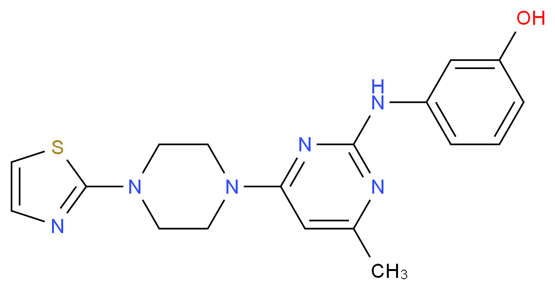 3-({4-methyl-6-[4-(1,3-thiazol-2-yl)piperazin-1-yl]pyrimidin-2-yl}amino)phenol_分子结构_CAS_)