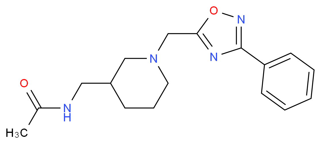 N-({1-[(3-phenyl-1,2,4-oxadiazol-5-yl)methyl]-3-piperidinyl}methyl)acetamide_分子结构_CAS_)