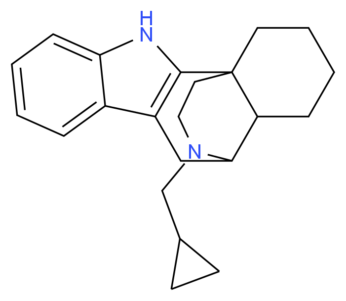 20-(cyclopropylmethyl)-3,20-diazapentacyclo[10.5.3.0<sup>1</sup>,<sup>1</sup><sup>3</sup>.0<sup>2</sup>,<sup>1</sup><sup>0</sup>.0<sup>4</sup>,<sup>9</sup>]icosa-2(10),4,6,8-tetraene_分子结构_CAS_15686-38-1