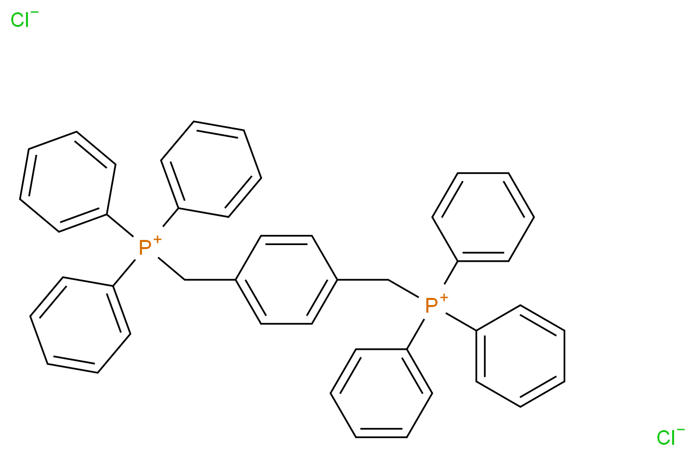 (1,4-Phenylenebis(methylene))bis(triphenylphosphonium) chloride_分子结构_CAS_1519-47-7)