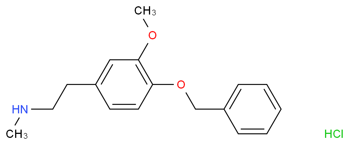 {2-[4-(benzyloxy)-3-methoxyphenyl]ethyl}(methyl)amine hydrochloride_分子结构_CAS_35266-64-9