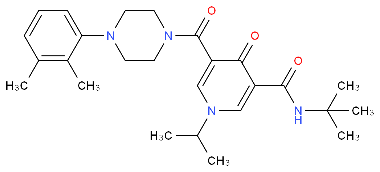 N-(tert-butyl)-5-{[4-(2,3-dimethylphenyl)-1-piperazinyl]carbonyl}-1-isopropyl-4-oxo-1,4-dihydro-3-pyridinecarboxamide_分子结构_CAS_)