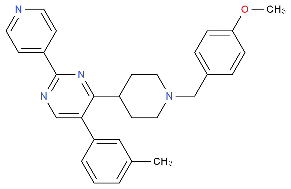 4-[1-(4-methoxybenzyl)-4-piperidinyl]-5-(3-methylphenyl)-2-(4-pyridinyl)pyrimidine_分子结构_CAS_)