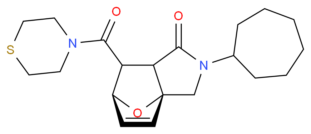 (3aR*,6S*)-2-cycloheptyl-7-(thiomorpholin-4-ylcarbonyl)-2,3,7,7a-tetrahydro-3a,6-epoxyisoindol-1(6H)-one_分子结构_CAS_)