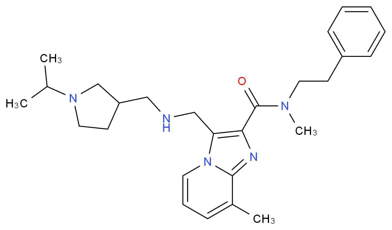 3-({[(1-isopropyl-3-pyrrolidinyl)methyl]amino}methyl)-N,8-dimethyl-N-(2-phenylethyl)imidazo[1,2-a]pyridine-2-carboxamide_分子结构_CAS_)