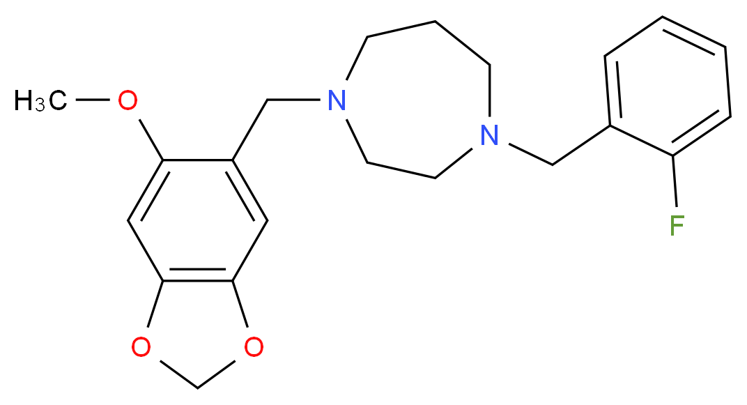 1-(2-fluorobenzyl)-4-[(6-methoxy-1,3-benzodioxol-5-yl)methyl]-1,4-diazepane_分子结构_CAS_)