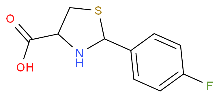 2-(4-fluorophenyl)-1,3-thiazolidine-4-carboxylic acid_分子结构_CAS_69570-82-7