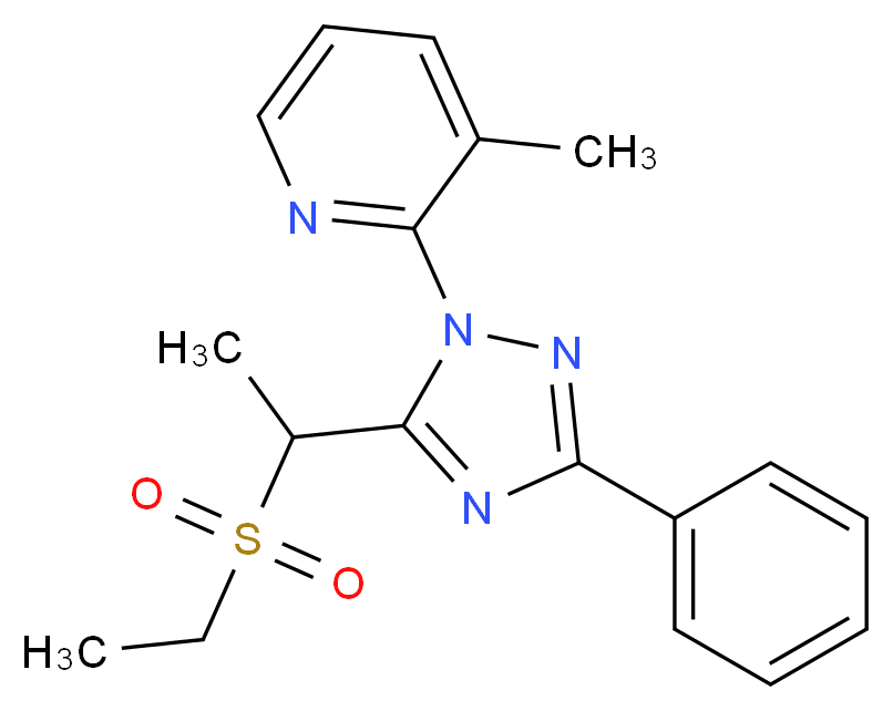 2-{5-[1-(ethylsulfonyl)ethyl]-3-phenyl-1H-1,2,4-triazol-1-yl}-3-methylpyridine_分子结构_CAS_)