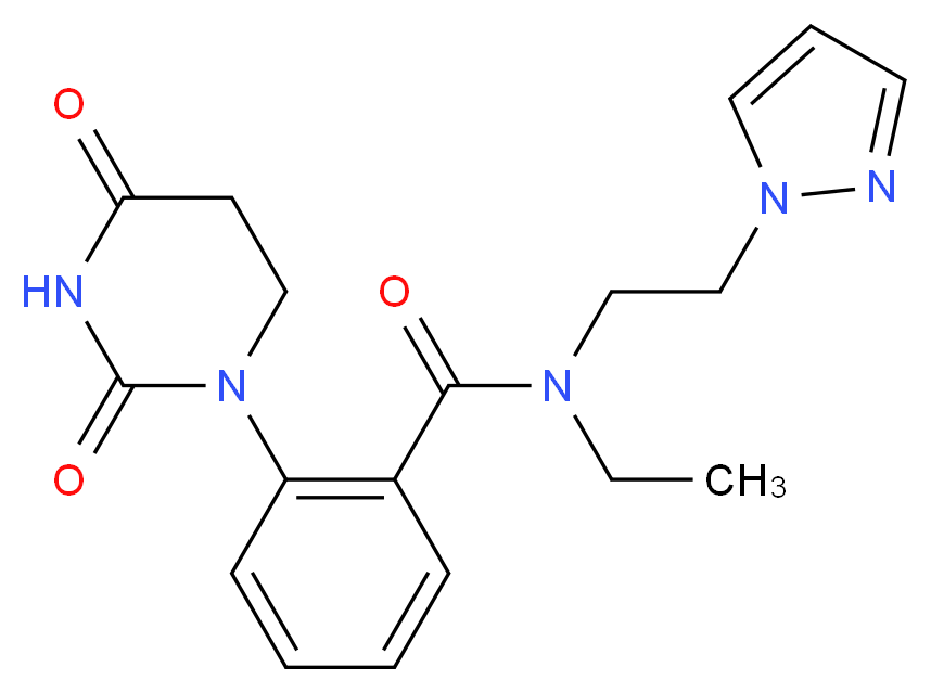 2-(2,4-dioxotetrahydropyrimidin-1(2H)-yl)-N-ethyl-N-[2-(1H-pyrazol-1-yl)ethyl]benzamide_分子结构_CAS_)