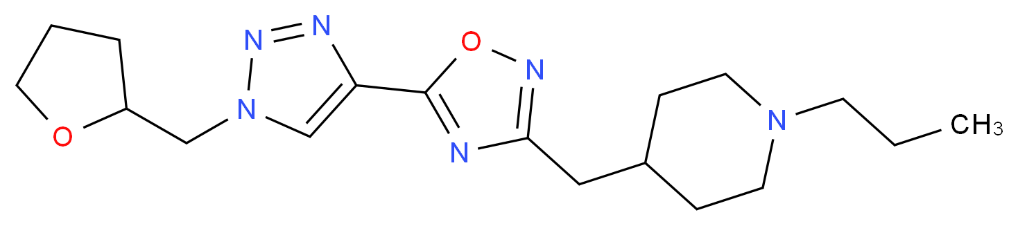 1-propyl-4-({5-[1-(tetrahydro-2-furanylmethyl)-1H-1,2,3-triazol-4-yl]-1,2,4-oxadiazol-3-yl}methyl)piperidine_分子结构_CAS_)