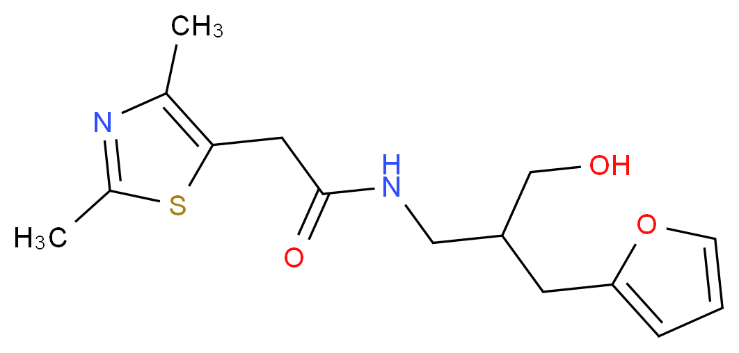 2-(2,4-dimethyl-1,3-thiazol-5-yl)-N-[3-(2-furyl)-2-(hydroxymethyl)propyl]acetamide_分子结构_CAS_)