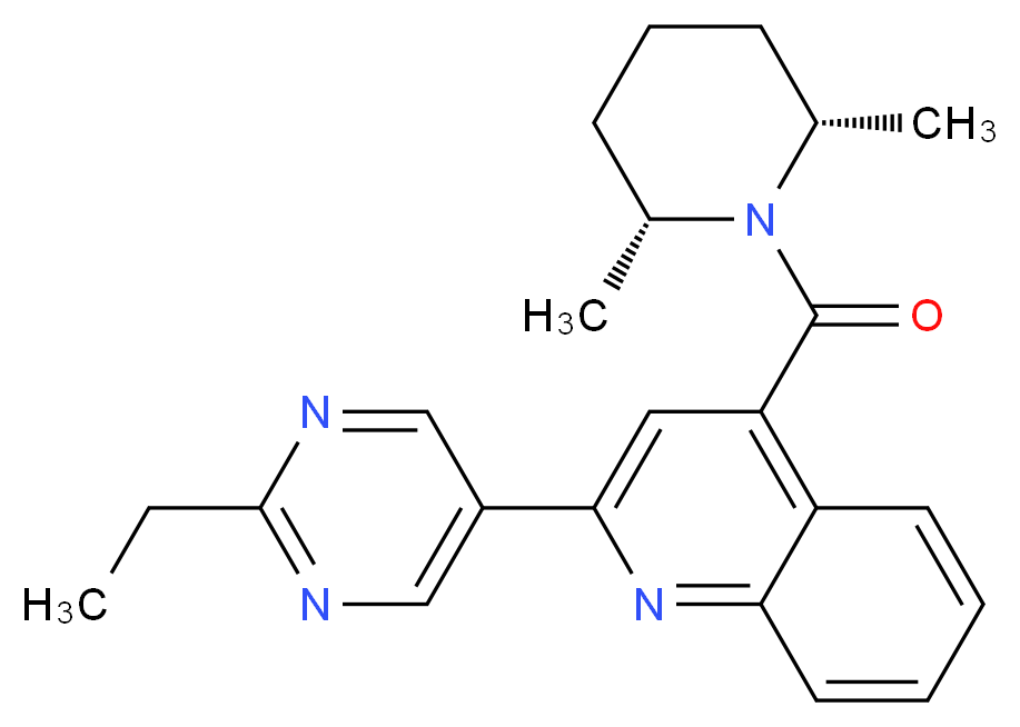4-{[(2R*,6S*)-2,6-dimethylpiperidin-1-yl]carbonyl}-2-(2-ethylpyrimidin-5-yl)quinoline_分子结构_CAS_)