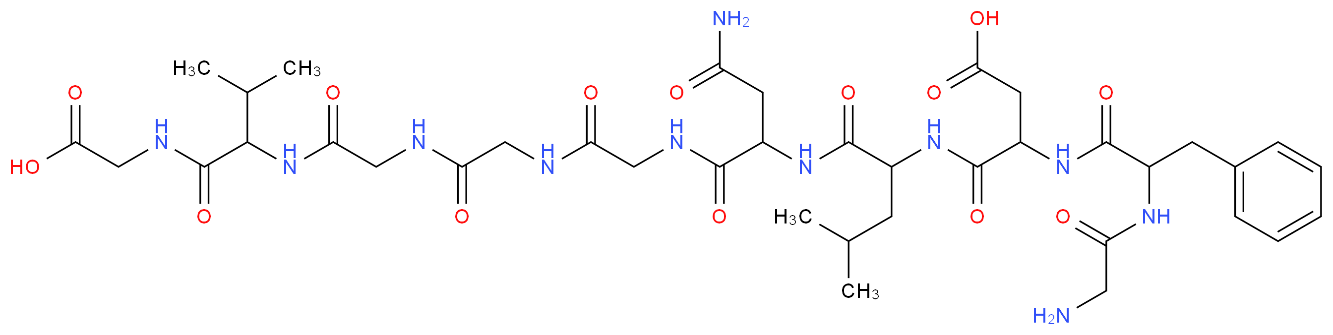 3-[2-(2-aminoacetamido)-3-phenylpropanamido]-3-[(1-{[2-carbamoyl-1-({[({[({1-[(carboxymethyl)carbamoyl]-2-methylpropyl}carbamoyl)methyl]carbamoyl}methyl)carbamoyl]methyl}carbamoyl)ethyl]carbamoyl}-3-methylbutyl)carbamoyl]propanoic acid_分子结构_CAS_76901-59-2