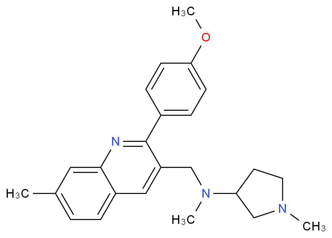 N-{[2-(4-methoxyphenyl)-7-methyl-3-quinolinyl]methyl}-N,1-dimethyl-3-pyrrolidinamine_分子结构_CAS_)