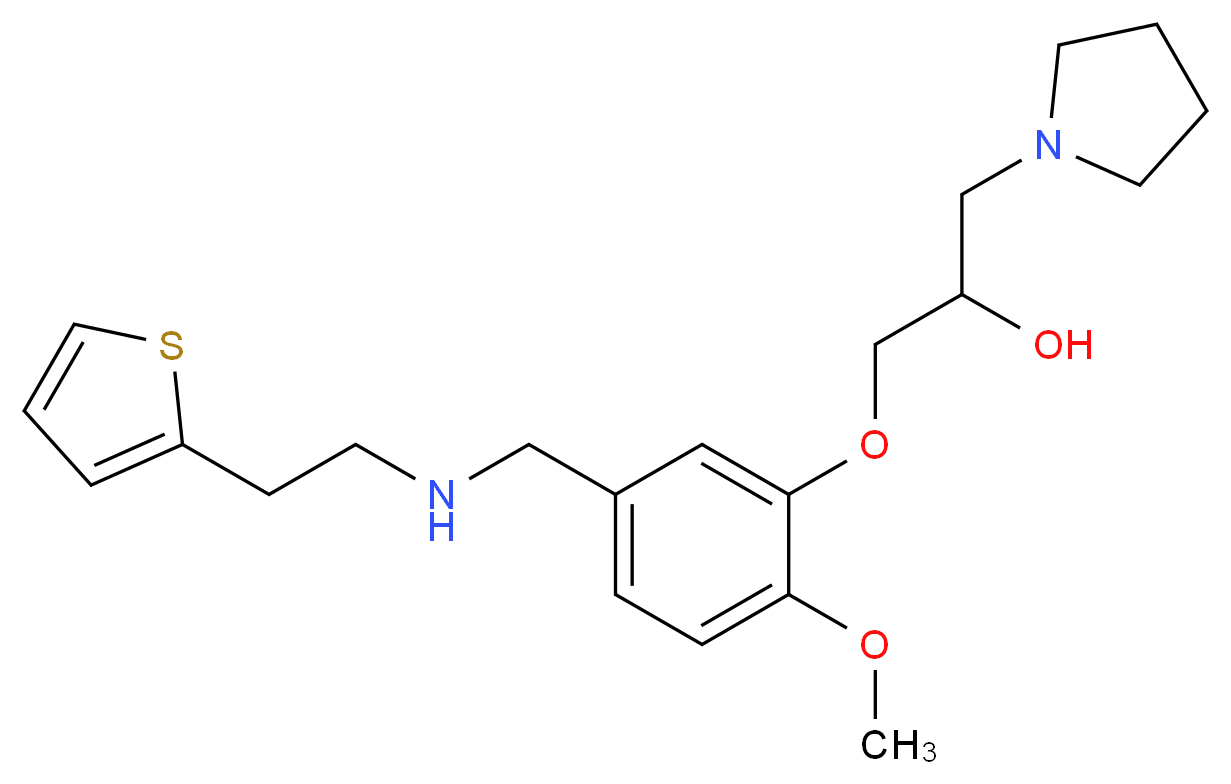 1-[2-methoxy-5-({[2-(2-thienyl)ethyl]amino}methyl)phenoxy]-3-(1-pyrrolidinyl)-2-propanol_分子结构_CAS_)