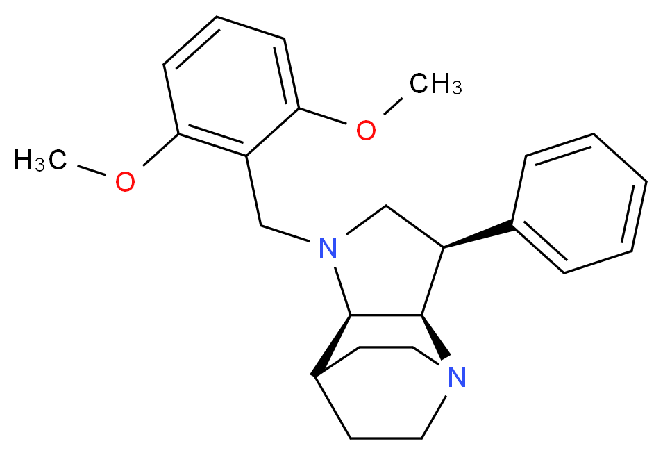 (3R*,3aR*,7aR*)-1-(2,6-dimethoxybenzyl)-3-phenyloctahydro-4,7-ethanopyrrolo[3,2-b]pyridine_分子结构_CAS_)