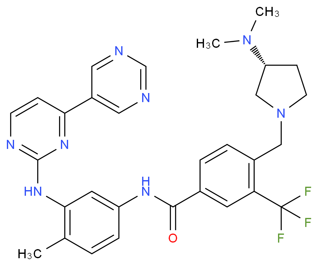 4-{[(3R)-3-(dimethylamino)pyrrolidin-1-yl]methyl}-N-(4-methyl-3-{[4-(pyrimidin-5-yl)pyrimidin-2-yl]amino}phenyl)-3-(trifluoromethyl)benzamide_分子结构_CAS_859212-16-1