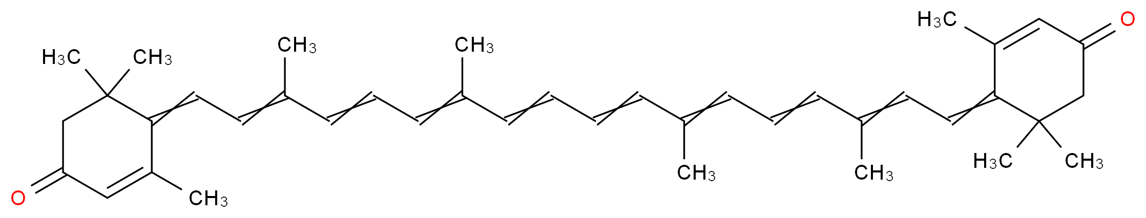 3,5,5-trimethyl-4-[3,7,12,16-tetramethyl-18-(2,6,6-trimethyl-4-oxocyclohex-2-en-1-ylidene)octadeca-2,4,6,8,10,12,14,16-octaen-1-ylidene]cyclohex-2-en-1-one_分子结构_CAS_116-30-3