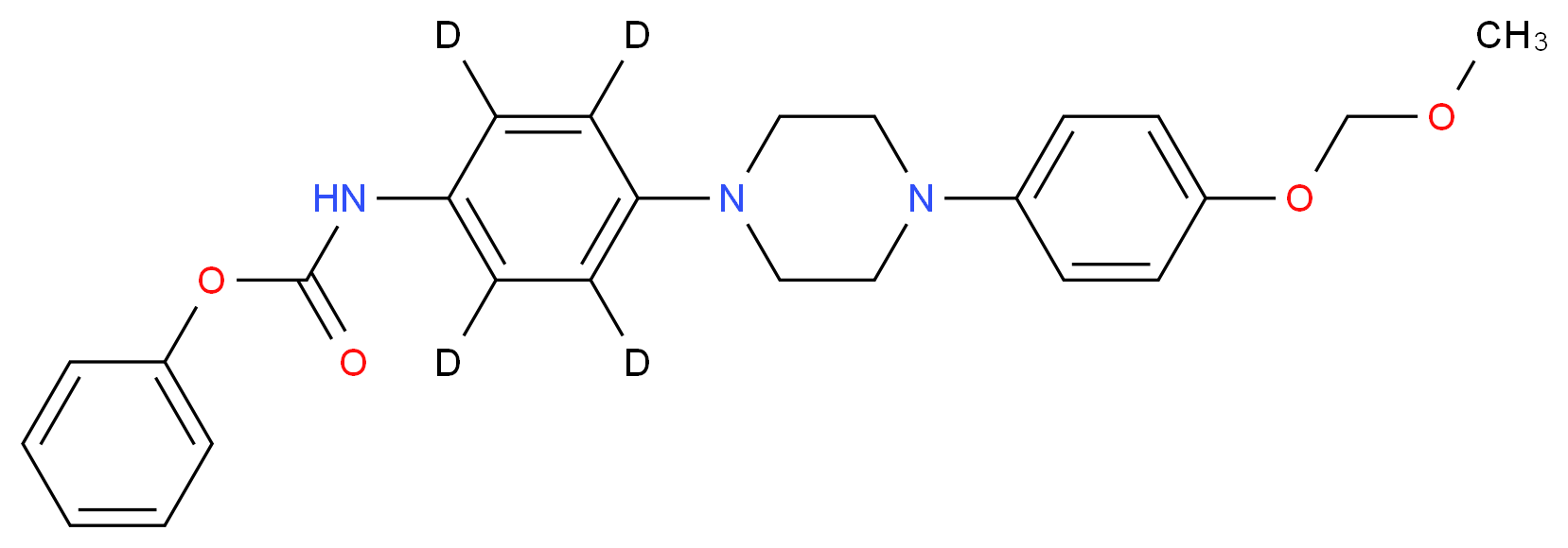 4-[4-(4-O-Methoxymethyl-4-hydroxyphenyl)-1-piperazinyl]phenyl]carbamic Acid-d4 Phenyl Ester_分子结构_CAS_1246817-73-1)