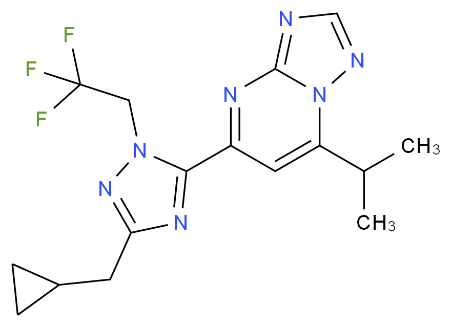 5-[3-(cyclopropylmethyl)-1-(2,2,2-trifluoroethyl)-1H-1,2,4-triazol-5-yl]-7-isopropyl[1,2,4]triazolo[1,5-a]pyrimidine_分子结构_CAS_)