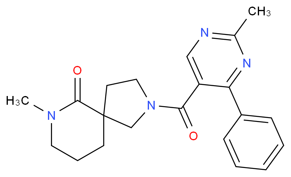 7-methyl-2-[(2-methyl-4-phenylpyrimidin-5-yl)carbonyl]-2,7-diazaspiro[4.5]decan-6-one_分子结构_CAS_)