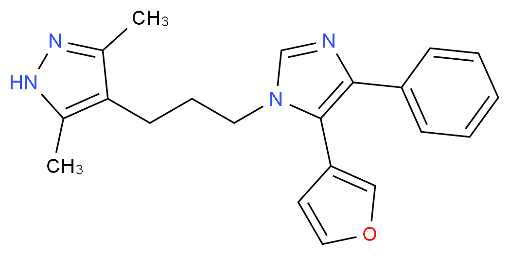 4-{3-[5-(3-furyl)-4-phenyl-1H-imidazol-1-yl]propyl}-3,5-dimethyl-1H-pyrazole_分子结构_CAS_)