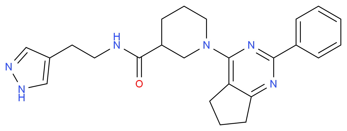 1-(2-phenyl-6,7-dihydro-5H-cyclopenta[d]pyrimidin-4-yl)-N-[2-(1H-pyrazol-4-yl)ethyl]-3-piperidinecarboxamide_分子结构_CAS_)