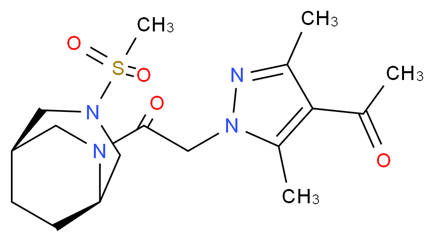 1-(3,5-dimethyl-1-{2-[(1R*,5R*)-3-(methylsulfonyl)-3,6-diazabicyclo[3.2.2]non-6-yl]-2-oxoethyl}-1H-pyrazol-4-yl)ethanone_分子结构_CAS_)