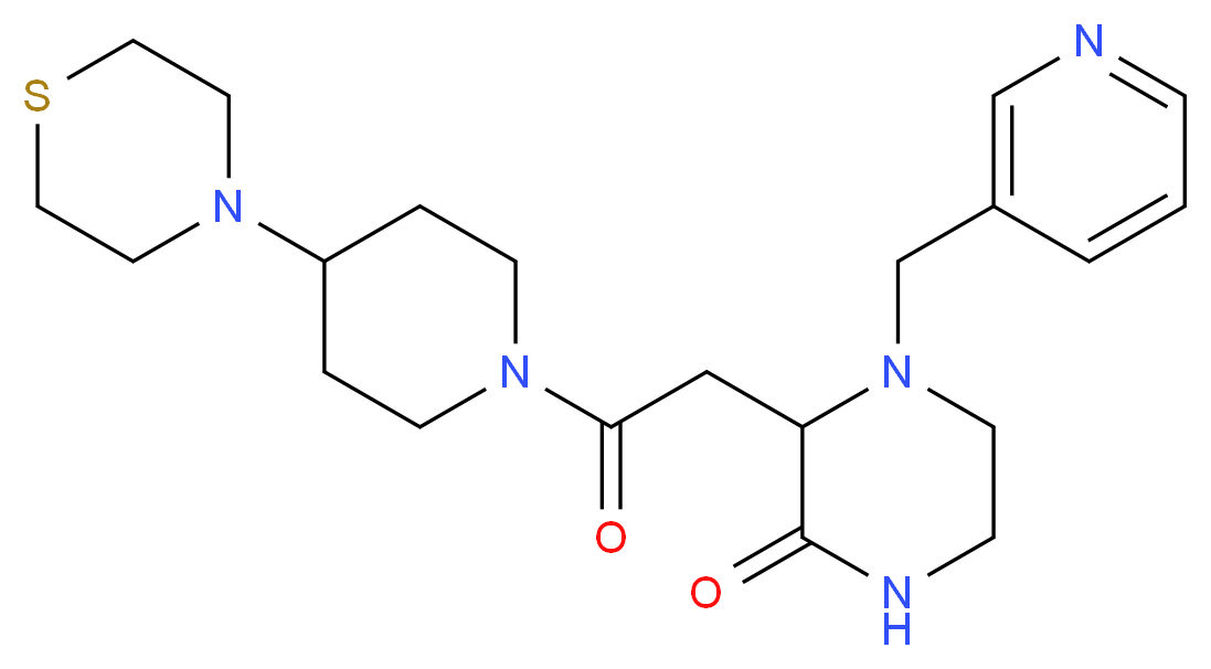 3-{2-oxo-2-[4-(4-thiomorpholinyl)-1-piperidinyl]ethyl}-4-(3-pyridinylmethyl)-2-piperazinone_分子结构_CAS_)
