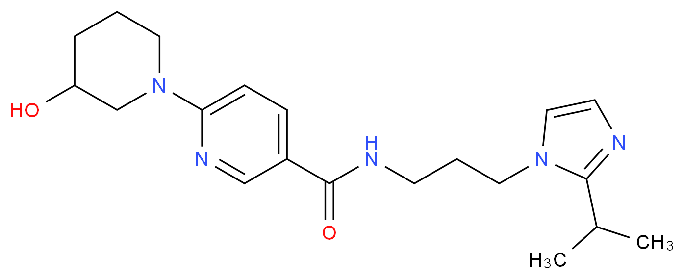 6-(3-hydroxy-1-piperidinyl)-N-[3-(2-isopropyl-1H-imidazol-1-yl)propyl]nicotinamide_分子结构_CAS_)