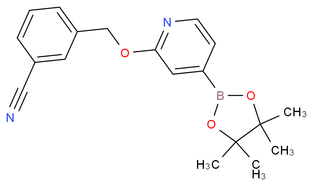 3-(((4-(4,4,5,5-TetraMethyl-1,3,2-dioxaborolan-2-yl)pyridin-2-yl)oxy)Methyl)benzonitrile_分子结构_CAS_1346708-13-1)