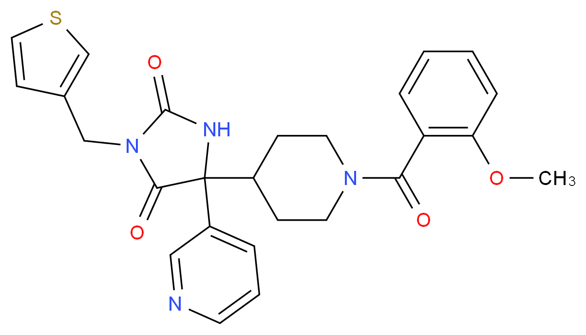 5-[1-(2-methoxybenzoyl)-4-piperidinyl]-5-(3-pyridinyl)-3-(3-thienylmethyl)-2,4-imidazolidinedione_分子结构_CAS_)