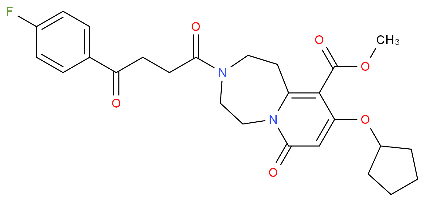 methyl 9-(cyclopentyloxy)-3-[4-(4-fluorophenyl)-4-oxobutanoyl]-7-oxo-1,2,3,4,5,7-hexahydropyrido[1,2-d][1,4]diazepine-10-carboxylate_分子结构_CAS_)