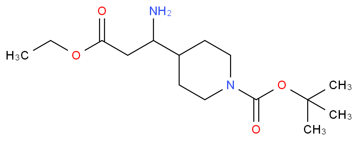 4-(1-Amino-2-ethoxycarbonyl-ethyl)-piperidine-1-carboxylic acid tert-butyl ester_分子结构_CAS_886362-37-4)