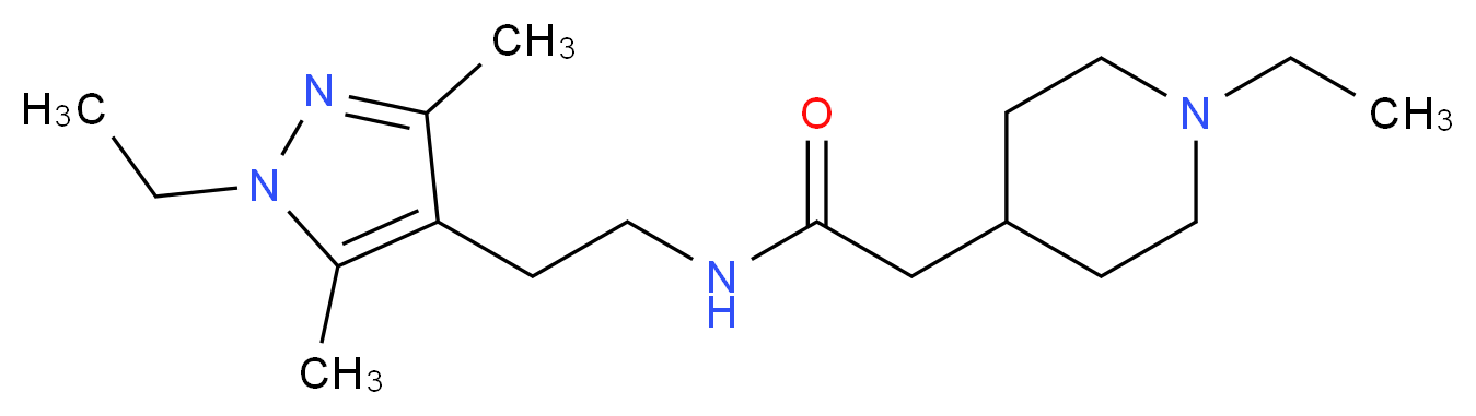 N-[2-(1-ethyl-3,5-dimethyl-1H-pyrazol-4-yl)ethyl]-2-(1-ethyl-4-piperidinyl)acetamide_分子结构_CAS_)